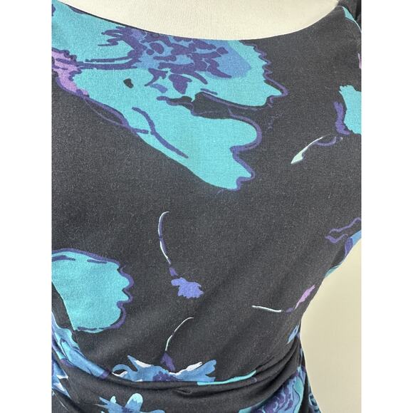 Vintage Laura Ashley Dark Floral 80's Style Dress Fit & Flare Rockabilly US 14 - Picture 6 of 16